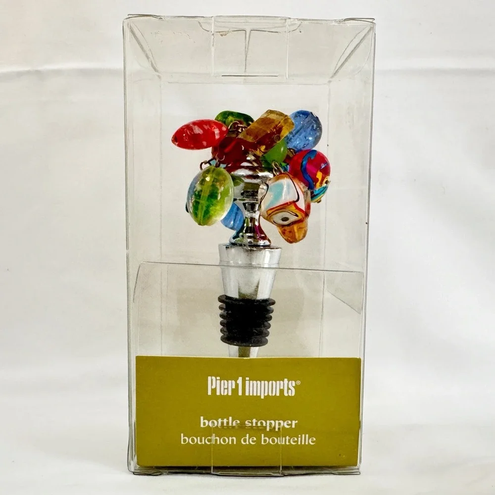Pier 1 Imports Bottle Stopper‎ Multi Color Art Glass Wine Bottle Topper 460/4604
